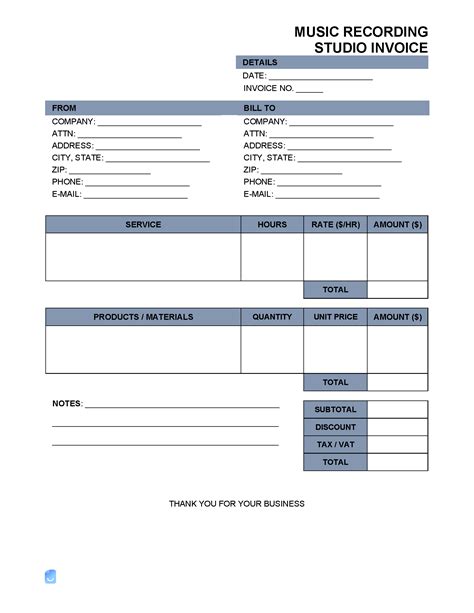 music producer invoice template|Invoice Template For Music Production Services .